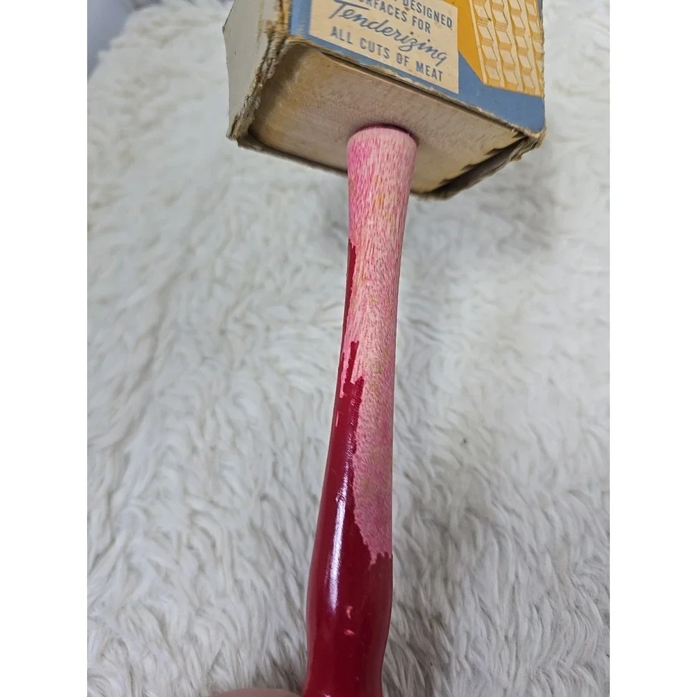 Vintage 60's MCM EKCO Meat Tenderizer‎ Mallet Hammer Wooden Red Handle